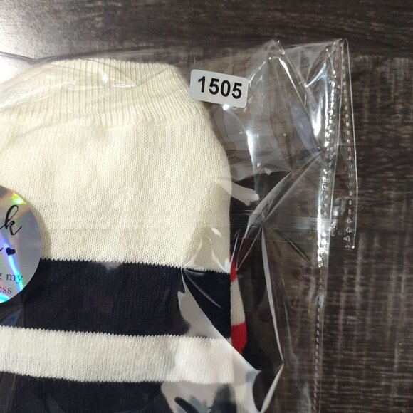 J Crew Womens Nautical Anchor Sweater S Navy White Stripe Intarsia Knit Pullover - Picture 10 of 10